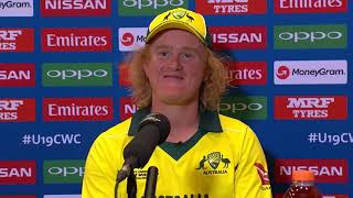 Australia leg-spinner Lloyd Pope after his match-winning haul of 8-35 in the ICC U19 CWC quarter-final against England