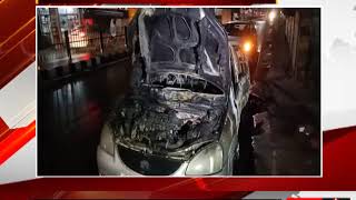 पटियाला - इंडिका कार को लगी आग   शॉर्ट सर्किट के कारण लगी आग  - tv24
