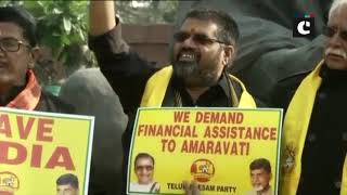 TDP, YSRCP protest in Parliament premises over various demands for Andhra Pradesh