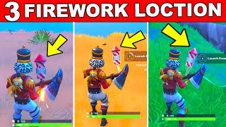 3 FIREWORKS LAUNCH LOCATION - FORTNITE WEEK 4 CHALLENGE - LAUNCH FIREWORKS