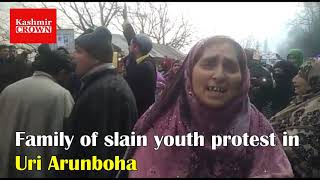 Family Of Slain Youth Murder in Gym Center Baramulla Protest in Urnbuah