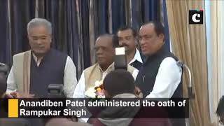 Rampukar Singh takes oath as Protem Speaker in Raipur