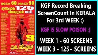 #KGF Movie Record Breaking Screen Count For 3rd Week In KERALA Is Incredible I YASH