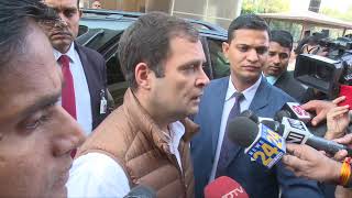 Congress President Rahul Gandhi addresses media in Parliament on Rafale Deal Scam