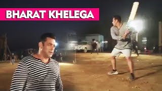 Salman Khan Playing Cricket On The Set Of Bharat | Bharat Khelega