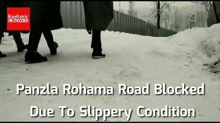 Panzla Rohama Road Blocked Due To Slippery Conditions