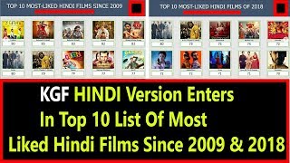 #KGF Enters In Top 10 List Of Most Liked Hindi Films Since 2009 And 2018