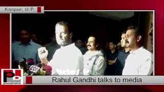Rahul Gandhi talks to media during Kisan Mahayatra