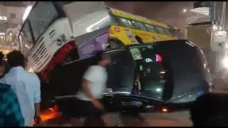 Rtc Bus Driver Gets Heart Attack And And Hits The Cars And Auto At Chandanagar.