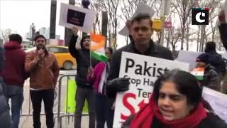 People from different nationalities stage protest against Pakistan at United Nations