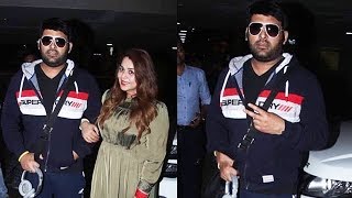 Cute Couple Kapil Sharma With Wife Ginni Spotted At Mumbai Airport
