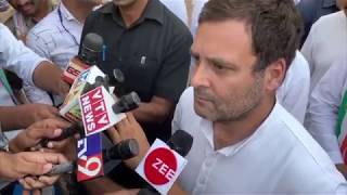 Congress President Rahul Gandhi addresses media in Gandhinagar, Gujarat