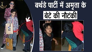 Amrita's son funny moves in front of paparazzi