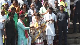 Smt. Priyanka Gandhi Vadra performs Ganga aarti at Dashashwamedh Ghat