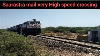 Saurastra mail high speed crossing from Dwarka Gujarat