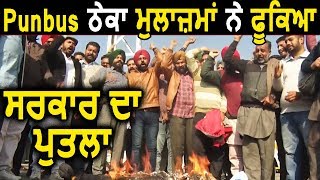 Ludhiana में Punbus के Contract Employees ने जलाया Captain सरकार का पुतला