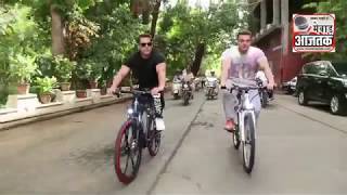 #SalmankhanSalman Khan With Brother Sohail Khan Cycle Riding On Road Bandra Mumbai । Bollywood News
