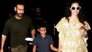 Ajay Devgn And Kajol With Son Yug Spotted At Mumbai Airport