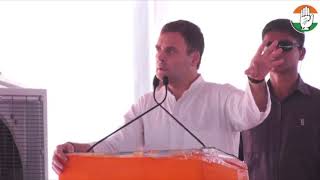 Congress President Rahul Gandhi addresses a gathering in Yamunanagar, Haryana.