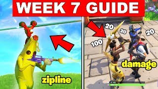 fortnite all season 8 week 7 challenges guide deal damage riding a zipline visit - fortnite every season