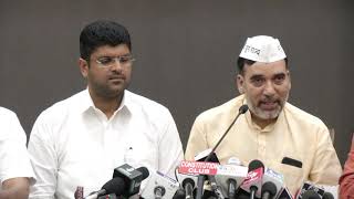 Joint Press Conference by Senior Leaders of AAP and JJP on Seat Sharing