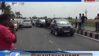 People blocked the Olpad-Surat Road over the matter of accident between 2 cars