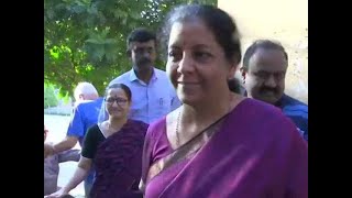 Defence Minister Nirmala Sitharaman casts her vote in Jayanagar of Bangalore