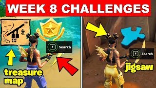 Week 8 RUIN SKIN CHALLENGES-Jigsaw Puzzle Pieces,Treasure Map,Telephone,LOOT LAKE Dig Event!
