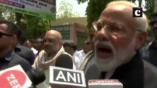 Prime Minister Narendra Modi speaks to media after filing nomination from Varanasi