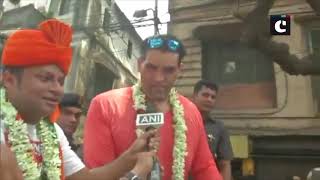 Wrestler Khali campaigns for BJP’s candidate Anupam Hazra in Kolkata