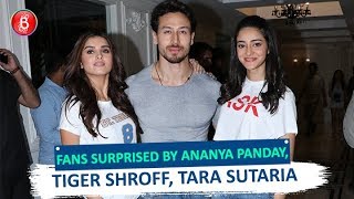 Ananya Panday Tiger Shroff Tara Sutaria SURPRISE Fans By Dropping In To A Theatre