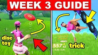Fortnite ALL Season 9 Week 3 Challenges Guide! Throw the Flying Disc Toy & Catch it before it Lands