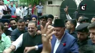 Farooq Abdullah dances at celebrations at party office after National Conference won 2 seats