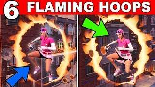 Jump through All 6 FLAMING HOOPS - (Downtown Drop Challenge Guide) Fortnite Battle Royale
