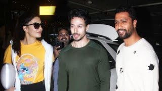Jacqueline Fernandes Tiger Shroff And Vicky Kaushal Spotted At Mumbai Airport