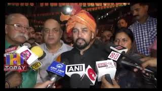 8 JUNE N 1 B 1 Central Minister Anurag Thakur receives a grand welcome on Gandhi chwonk