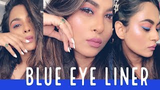 Blue Eyeliner Makeup Look| Summer eye makeup| Bollyglow |