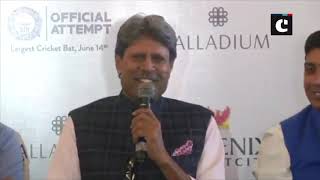 Kapil Dev unveils largest cricket bat at Chennai in attempt for Guinness World Record