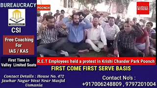 R.E.T Employees Held a Protest at krishi chander park Poonch under chairman ship of Najam Jafari
