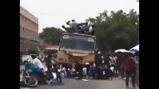 On cam: Students fall off the top of a moving bus in Chennai