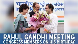 Congress President Rahul Gandhi is greeted at AICC headquarters on his birthday