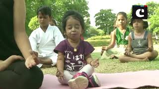 International Yoga Day: World's shortest woman, Jyoti Amge practices Yoga in Nagpur