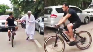Salman Khan RIDES Bicycle On Mumbai Streets Like AKing | Watch The Video