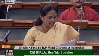 Smt.  Shobha Karandlaje raising 'Matters of Urgent Public Importance' in Lok Sabha