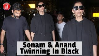Sonam Kapoor & Anand Ahuja Are TWINNING In Black Outside The Airport
