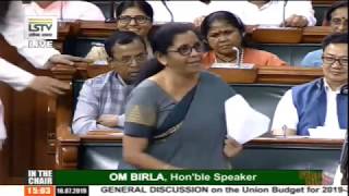 FM Nirmala Sitharaman replies to debate on Union Budget 2019-20 in Lok Sabha