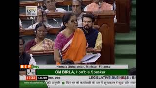 FM Smt. Nirmala Sitharaman moves The Finance (No.2) Bill,2019 in Lok Sabha