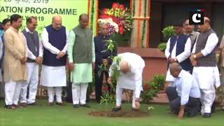 PM Modi plants sapling in Parliament