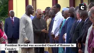President Kovind accorded Guard of Honour upon arriving in Guinea