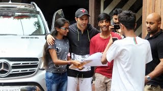 Varun Dhawan With Fans Spotted At Bodysculptor Gym Juhu
